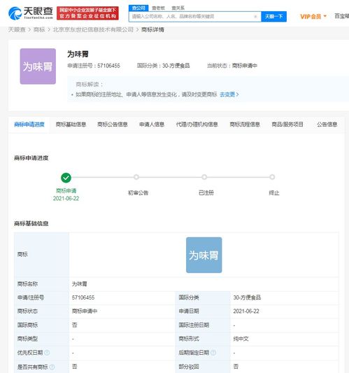 京東關(guān)聯(lián)公司申請(qǐng)“為味胃”商標(biāo)，強(qiáng)化食品領(lǐng)域知識(shí)產(chǎn)權(quán)布局
